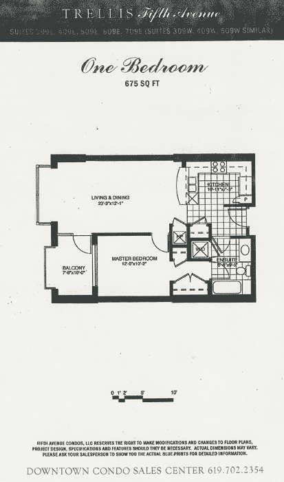 Trellis Floor Plan 1 Bed - 309E, 409E, 509E, 609E, 709E