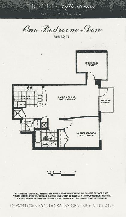 Trellis Floor Plan 1 Bed & Den - 301W, 401W, 501W